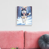 Siberische Husky-hond Schilderen Winter Canvas Afdruk (Insitu (Woonkamer))
