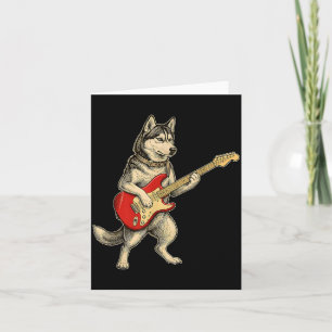Siberische Husky-hond speelt elektrische gitaar Ro Kaart