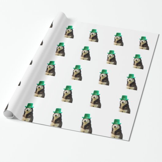 Siberische Husky Hond St. Patrick's dag Cadeaupapier (Uitgerold)