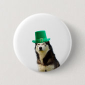Siberische Husky Hond St. Patrick's dag Ronde Button 5,7 Cm (Voorkant)