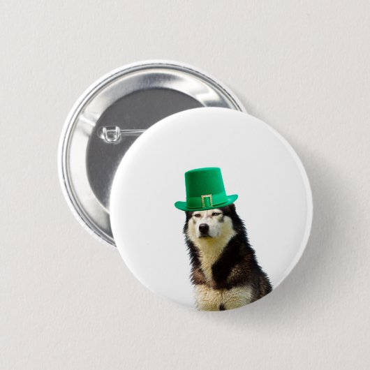 Siberische Husky Hond St. Patrick's dag Ronde Button 5,7 Cm (Voorkant /achterkant)