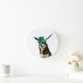 Siberische Husky Hond St. Patrick's dag Ronde Klok (Huis)