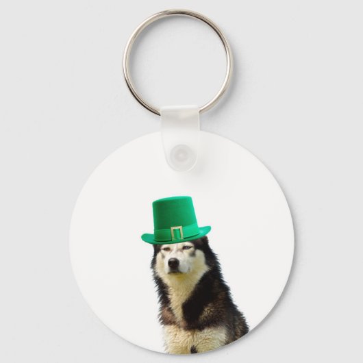 Siberische Husky Hond St. Patrick's dag Sleutelhanger (Voorkant)