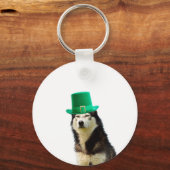 Siberische Husky Hond St. Patrick's dag Sleutelhanger (Voorkant)