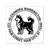 Siberische Husky Hond Staand Silh Naam Terug Adres Zelfinktende Stempel (Design)