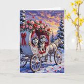 Siberische Husky Hond Valentijnsdag Kaart (Gele Bloem)