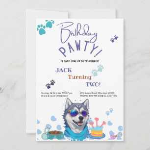 Siberische Husky-hond verjaardagsfeestje Kaart
