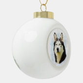 Siberische Husky Hond Water Kleur Kunst Keramische Bal Ornament (Links)