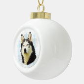Siberische Husky Hond Water Kleur Kunst Keramische Bal Ornament (Rechts)