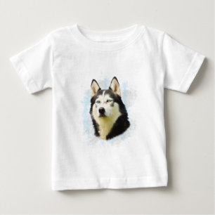 Siberische Husky Hond Waterkleur Kunstschilderij