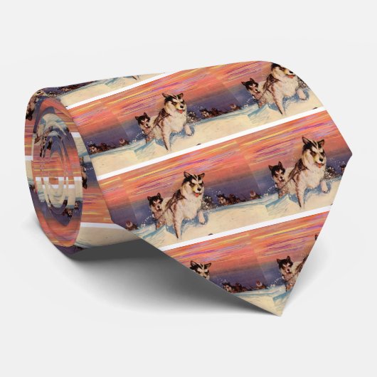 Siberische husky-honden die hun ding doen stropdas (Opgerold)