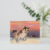 Siberische husky-honden doen hun ding in de jaren  briefkaart (Staand voorkant)
