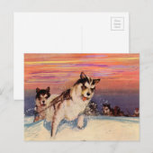 Siberische husky-honden doen hun ding in de jaren  briefkaart (Voorkant / Achterkant)
