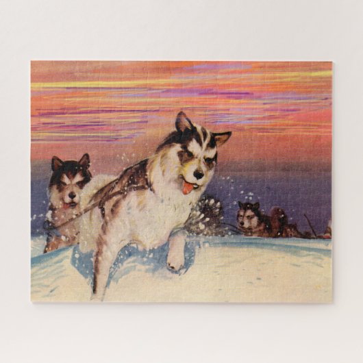 Siberische husky-honden doen hun ding in de jaren  legpuzzel (Horizontaal)