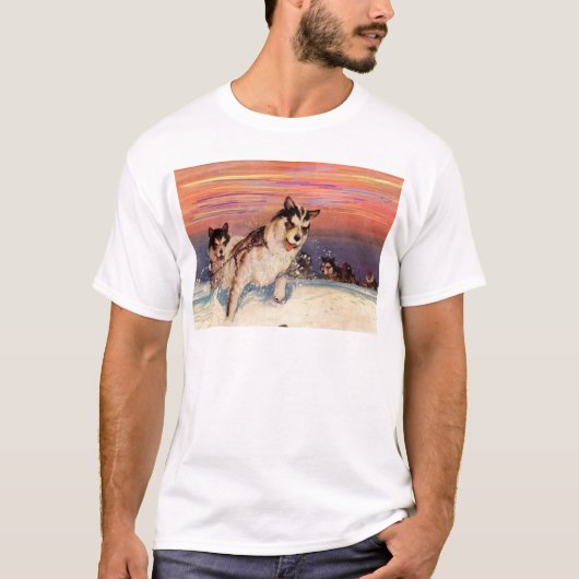 Siberische husky-honden doen hun ding t-shirt (Voorkant)