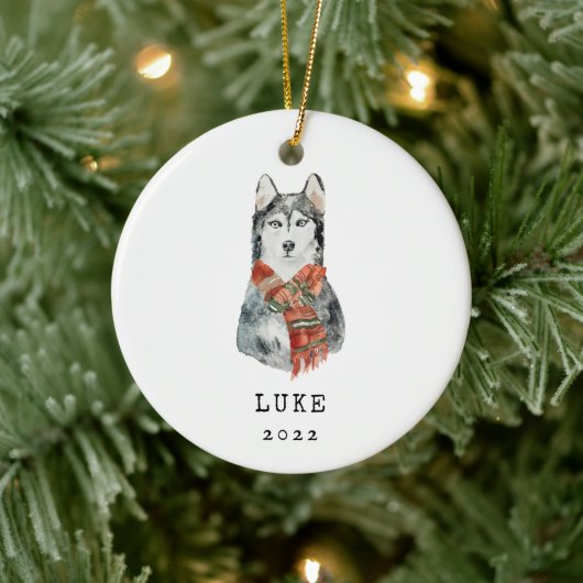 Siberische Husky-honden-herdenkingsornament Keramisch Ornament (Boom)