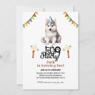 Siberische Husky Hondenhoed Laten we Feest Vieren  Kaart