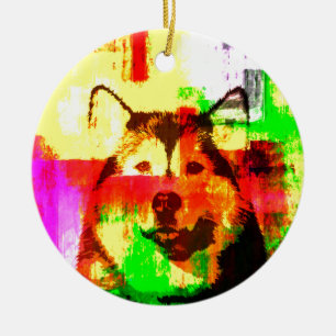 Siberische Husky Hondenkunst Keramisch Ornament