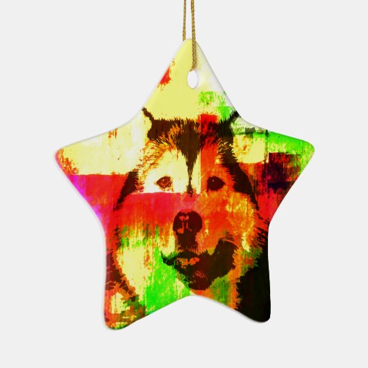 Siberische Husky Hondenkunst Keramisch Ornament (Rechts)