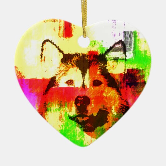 Siberische Husky Hondenkunst Keramisch Ornament (Voorkant)