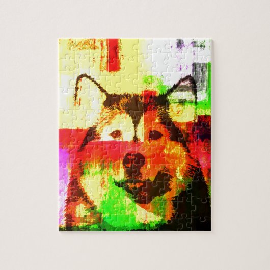 Siberische Husky Hondenkunst Legpuzzel (Verticaal)