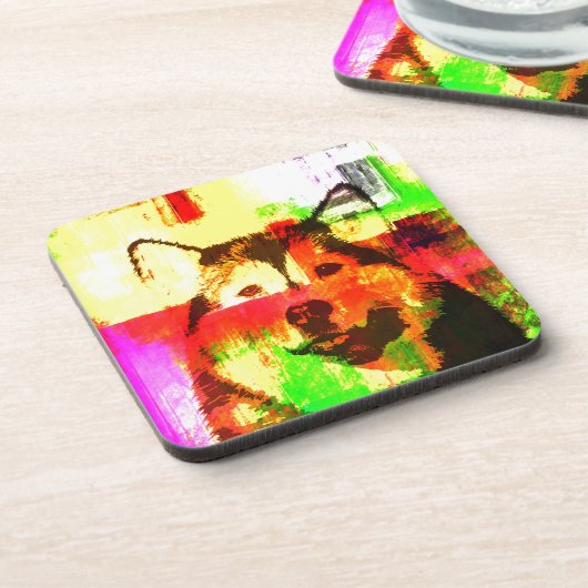 Siberische Husky Hondenkunst Onderzetter (Linkerzijde)