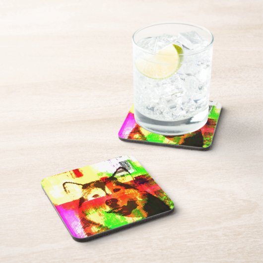 Siberische Husky Hondenkunst Onderzetter (Rechterzijde)