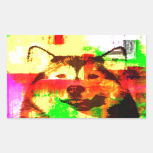 Siberische Husky Hondenkunst Rechthoekige Sticker