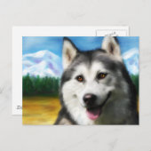 Siberische Husky Hondenkunst - Solar Briefkaart (Voorkant / Achterkant)