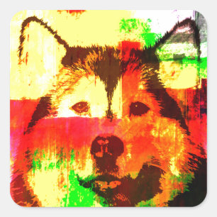 Siberische Husky Hondenkunst Vierkante Sticker