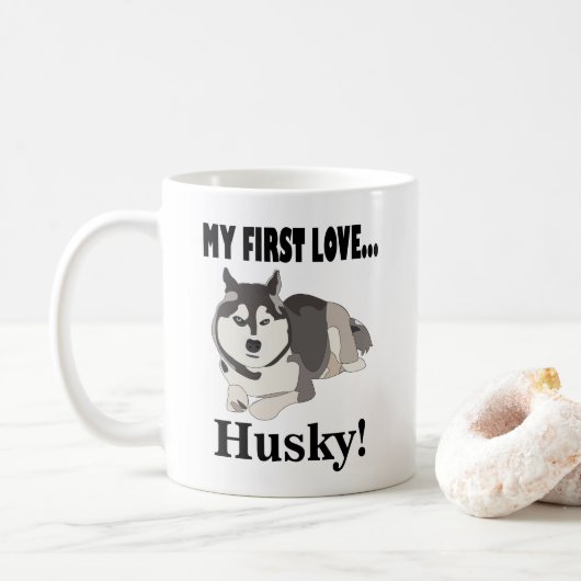 Siberische Husky-hondenliefhebber Koffiemok (Met donut)