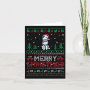 Siberische Husky Hondenliefhebbers Santa Hat Kerst Kaart