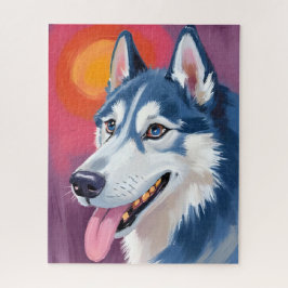 Siberische Husky | Hondenportretschilderij Legpuzzel