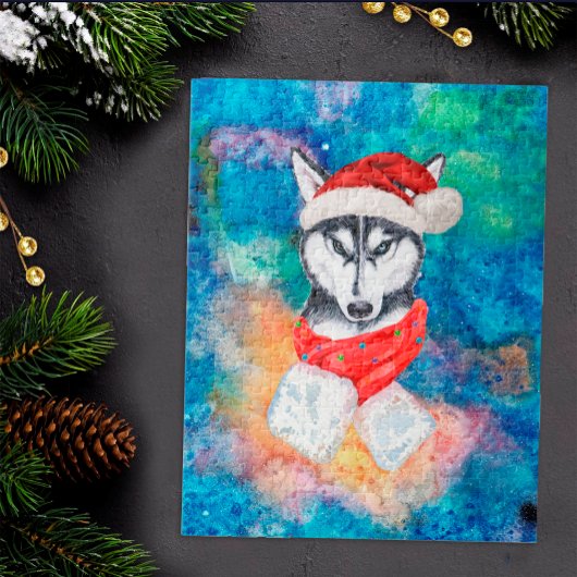 Siberische Husky hondenras Kerstmis Legpuzzel