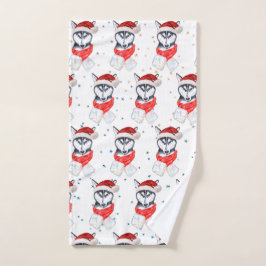 Siberische Husky-hondenras Kerststerren Handdoek
