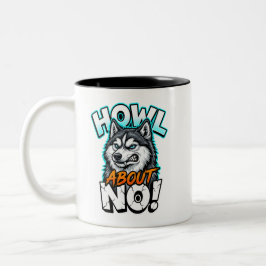 Siberische Husky Huilt over Nee Sarcastisch Grappi Tweekleurige Koffiemok