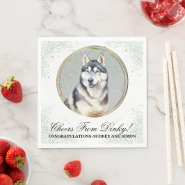 Siberische Husky-huwelijksservetten met hondenfoto Servet