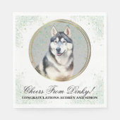 Siberische Husky-huwelijksservetten met hondenfoto Servet (Voorkant)