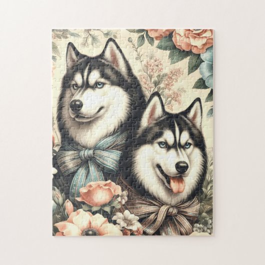 Siberische Husky Illustratie Legpuzzel (Verticaal)