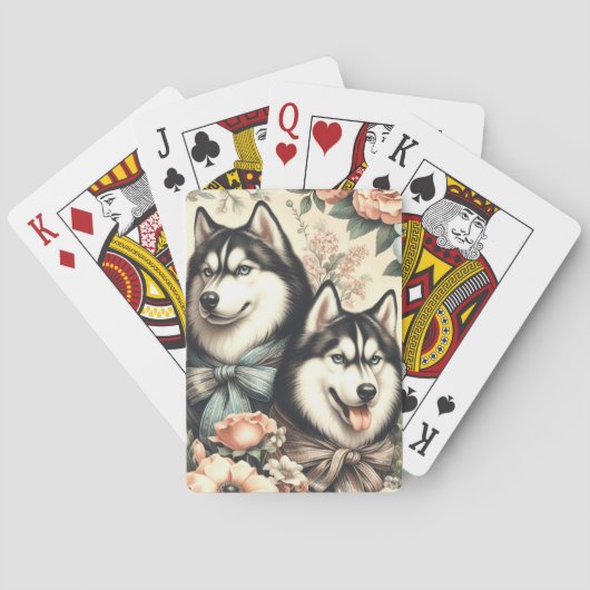 Siberische Husky Illustratie Pokerkaarten (Achterkant)