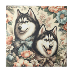  Siberische Husky Illustratie Tegeltje