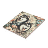  Siberische Husky Illustratie Tegeltje (Zijkant)