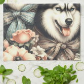 Siberische Husky Illustratie Theedoek (Gevouwen)