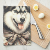 Siberische Husky Illustratie Theedoek (Quarter Fold)