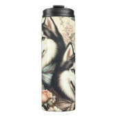  Siberische Husky Illustratie Thermosbeker (Voorkant)
