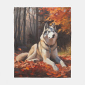 Siberische Husky in de herfst laat Herfst inspirer Fleece Deken (Voorkant)
