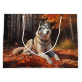 Siberische Husky in de herfst laat Herfst inspirer Groot Cadeauzakje (Voorkant)
