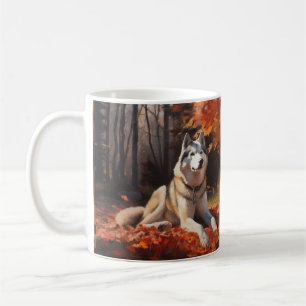 Siberische Husky in de herfst laat Herfst inspirer Koffiemok
