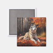 Siberische Husky in de herfst laat Herfst inspirer Magneet (Voorkant / Achterkant)