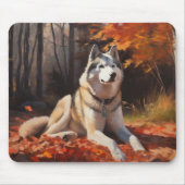 Siberische Husky in de herfst laat Herfst inspirer Muismat (Voorkant)